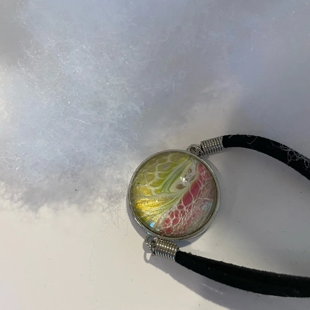 Hand painted acrylic on glass bracelet